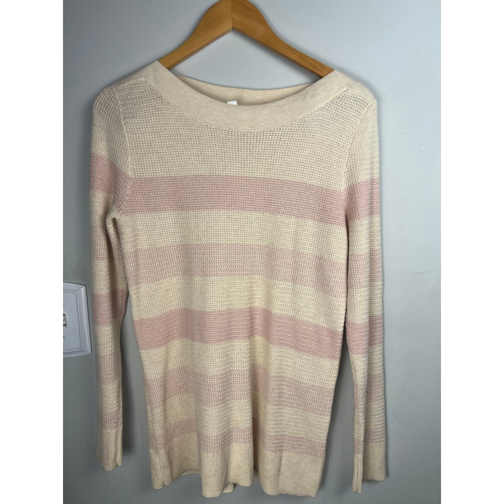 Women's Market & Spruce Striped Sweater Beige/Pink Size M